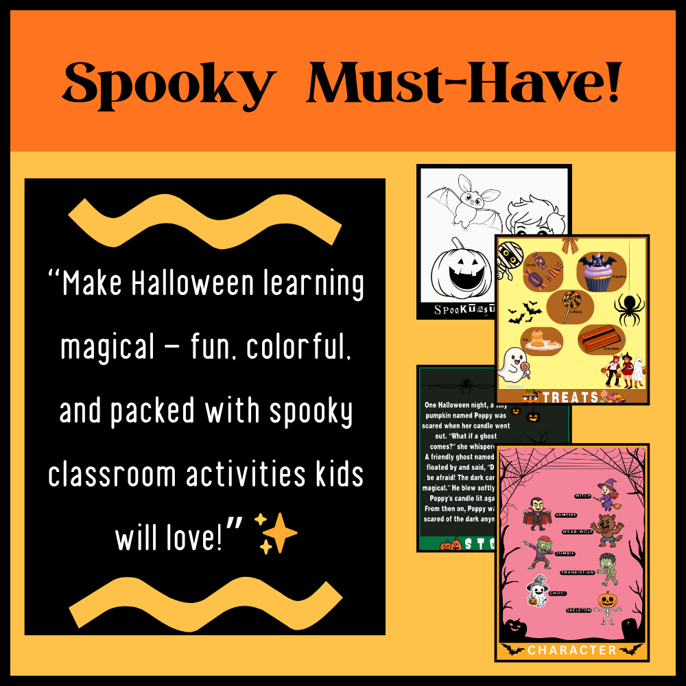 Editable Halloween classroom flipbook in use